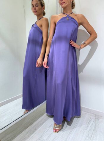 Shop Online Vestito lungo viola incrocio dietro Vicolo
