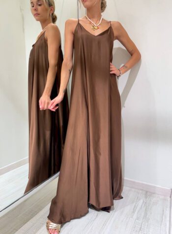 Shop Online Vestito lungo cioccolato scollo a v Vicolo
