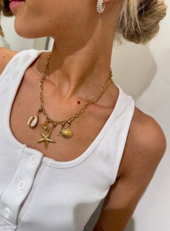 Shop Online Collana catena dorata con charm mare