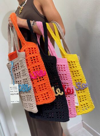 Shop Online Borsa crochet rosa ricamo (a)mare rosso