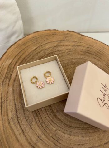 Shop Online Orecchini mini campanelle oro fiori rosa