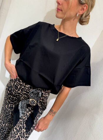 Shop Online T-shirt nera in cotone Souvenir