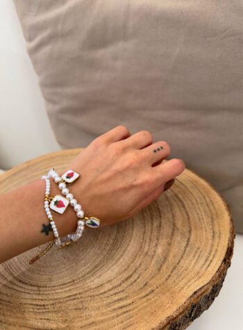 Shop Online Bracciale in tessuto nero con charm