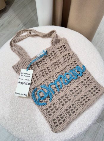 Shop Online Borsa crochet beige ricamo (a)mare azzurro