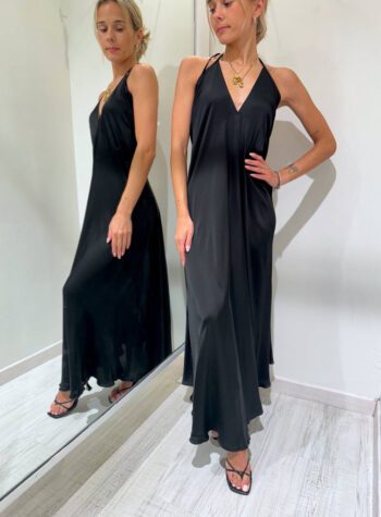 Shop Online Vestito satin formentera scollo v nero Vicolo