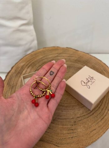 Shop Online Orecchini campanelle oro con ciliegie