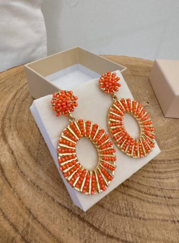 Shop Online Orecchini pendenti perline arancioni