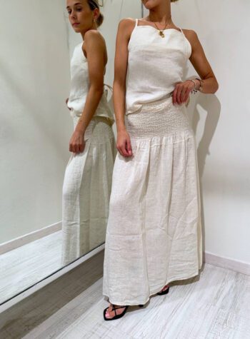 Shop Online Coordinato burro in lino gonna lunga e top Vicolo