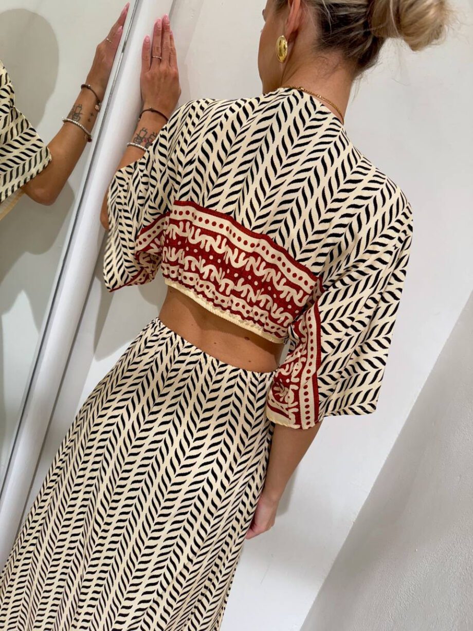 Shop Online Vestito lungo fantasia fascia rossa HaveOne