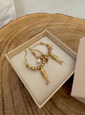 Shop Online Orecchini campanella oro charm pesce