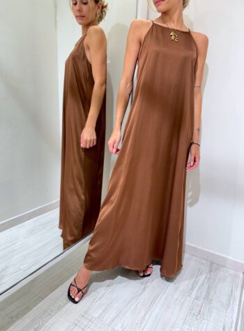 Shop Online Vestito satin cioccolato scollo halter Vicolo
