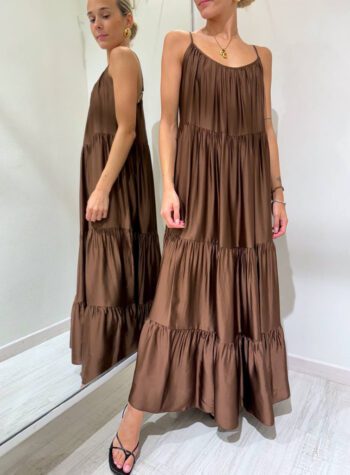 Shop Online Vestito lungo in raso moro a balze Vicolo