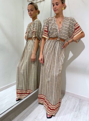 Shop Online Vestito lungo fantasia fascia rossa HaveOne