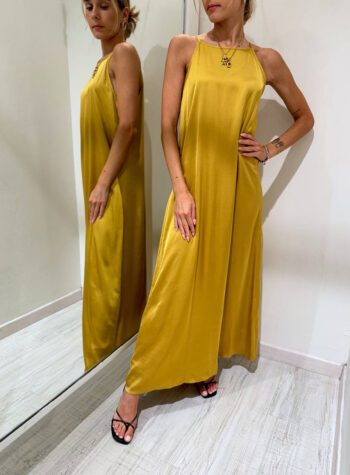 Shop Online Vestito satin senape scollo halter Vicolo