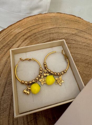 Shop Online Orecchini campanelle oro con limoni
