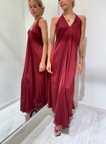 Shop Online Vestito formentera satin scollo v bordeaux Vicolo
