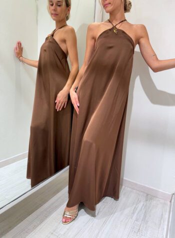 Shop Online Vestito lungo cioccolato incrocio dietro Vicolo