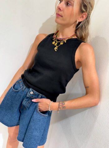 Shop Online Canotta vogatore nera a costine HaveOne