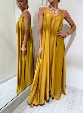 Shop Online Vestito lungo senape scollo a v Vicolo