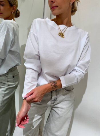 Shop Online Maglietta bianca maniche lunghe in cotone Souvenir