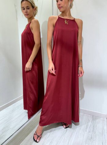 Shop Online Vestito satin bordeaux scollo halter Vicolo