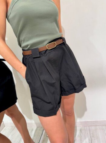 Shop Online Short nero in cotone con cintura HaveOne