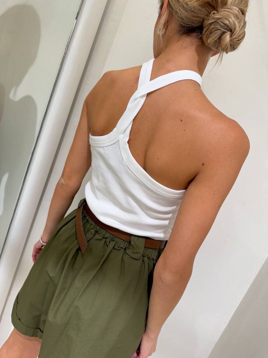 Shop Online Canotta a costine incrocio verde militare HaveOne