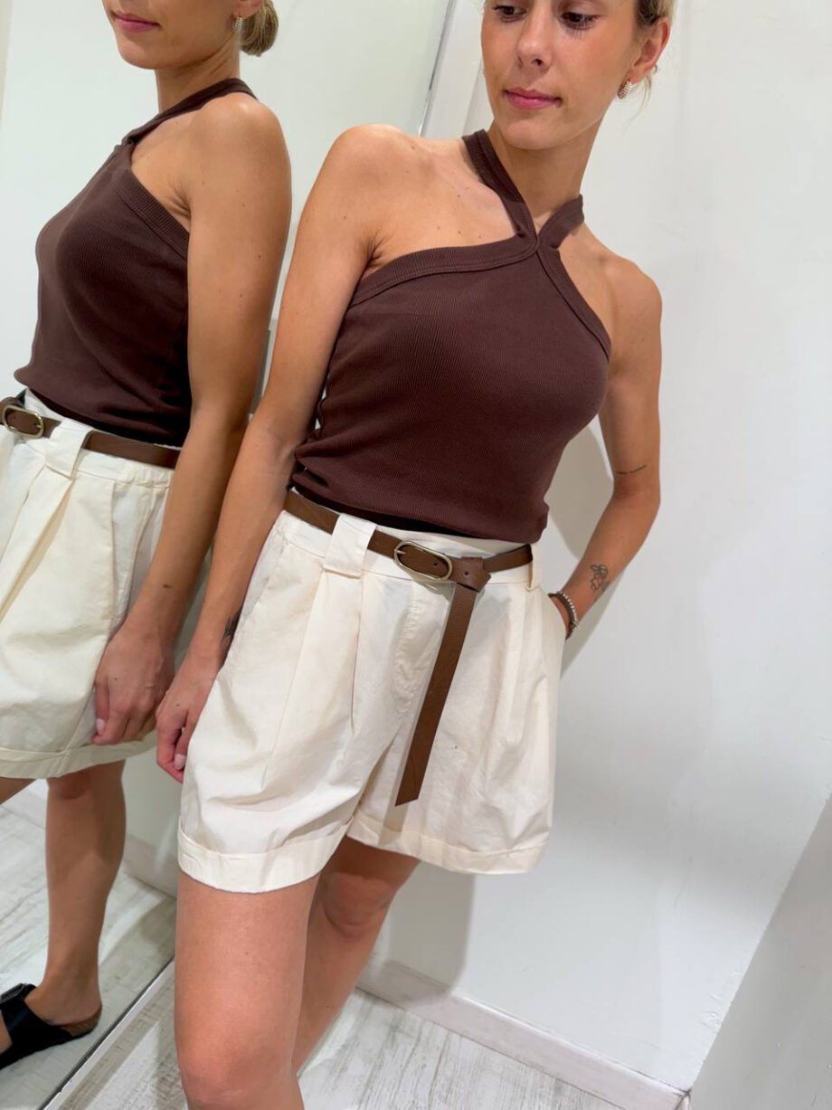 Shop Online Canotta a costine incrocio cioccolato HaveOne