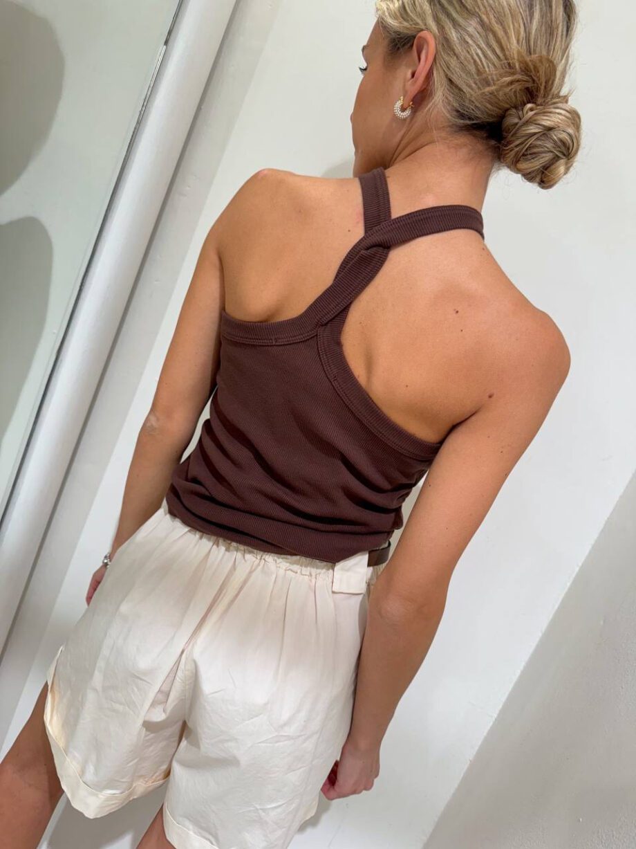 Shop Online Canotta a costine incrocio cioccolato HaveOne