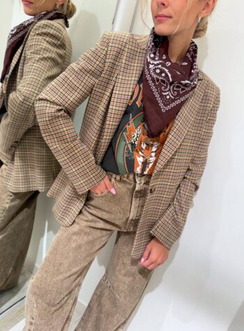 Shop Online Blazer check senape con bandana HaveOne
