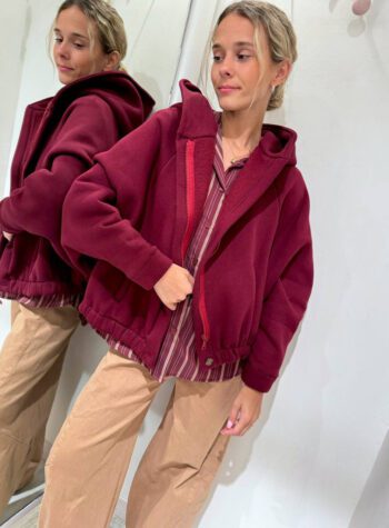 Shop Online Bomber in felpa bordeaux con cappuccio HaveOne
