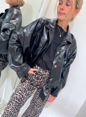 Shop Online Bomber nero in ecopelle vernice HaveOne