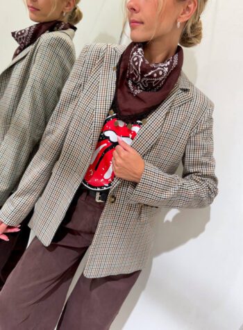 Shop Online Blazer check marrone con bandana HaveOne