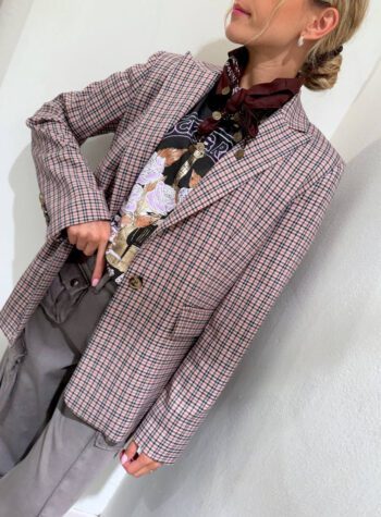 Shop Online Blazer check bordeaux con bandana HaveOne