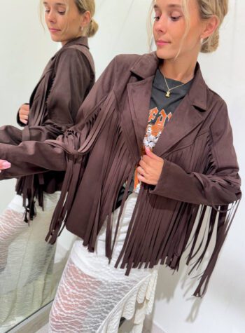 Shop Online Giacca in camoscio con frange moro HaveOne