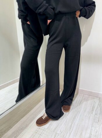 Shop Online Pantalone palazzo in maglia rasato nero Souvenir