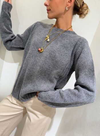 Shop Online Maglia ampia girocollo grigia Annarita N