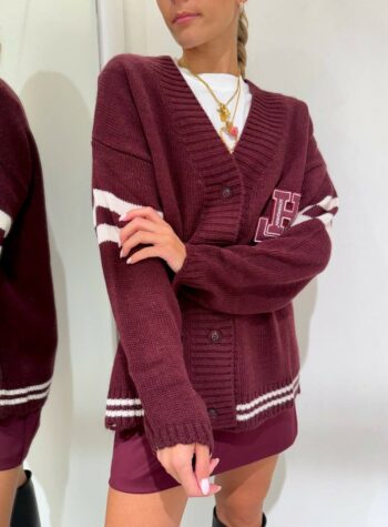 Shop Online Cardigan bordeaux college con rotture Hinnominate