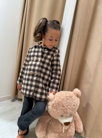 Shop Online Cappotto quadri beige e moro Lil Atelier