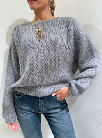 Shop Online Maglione grigio perla in mohair con lurex Souvenir