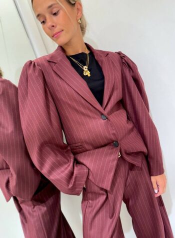 Shop Online Blazer gessato bordeaux manica palloncino HaveOne