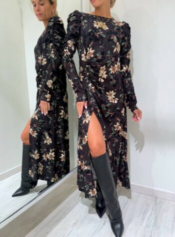 Shop Online Vestito lungo Chloe fantasia lotus marrone Mar De Margaritas