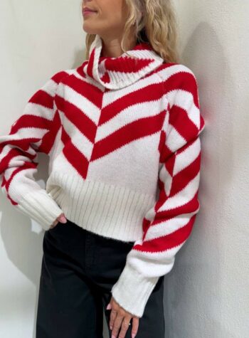 Shop Online Maglione jacquard panna e rosso The Loom Archive