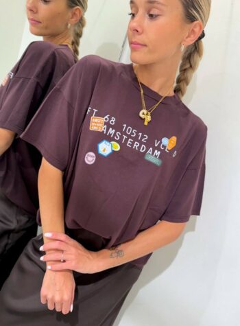 Shop Online T-shirt oversize burgundi stampa "Amsterdam" Vicolo