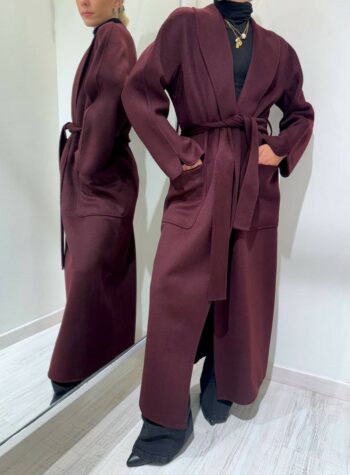 Shop Online Cappotto Hand Made bordeaux con cintura Vicolo