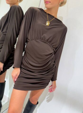 Shop Online Vestito corto elasticizzato con drappeggi moro Vicolo