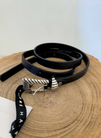 Shop Online Cintura in vera pelle nera sottile HaveOne