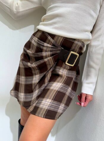 Shop Online Minigonna a quadri moro con fibbia HaveOne