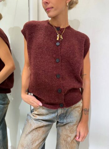 Shop Online Gilet in misto lana bordeaux con bottoni Vicolo