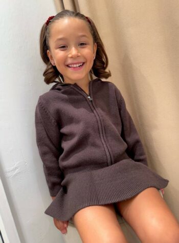 Shop Online Felpa in maglia marrone con cappuccio Name it
